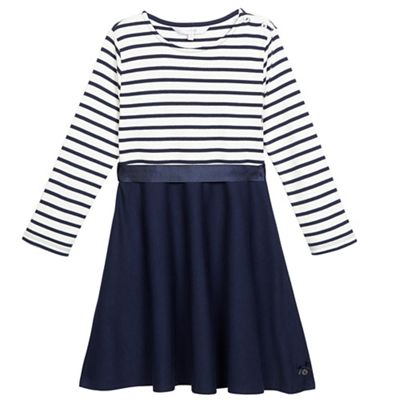 Girls' navy striped skater dress